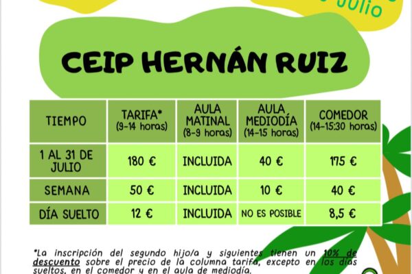 Escuela de Verano en CEIP Hernán Ruiz 2025